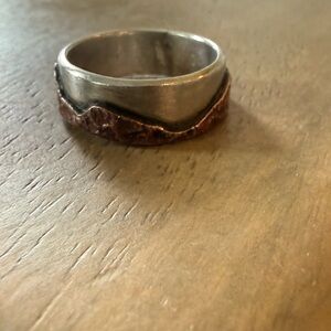 Silver and Copper Men's Mountain Ring
